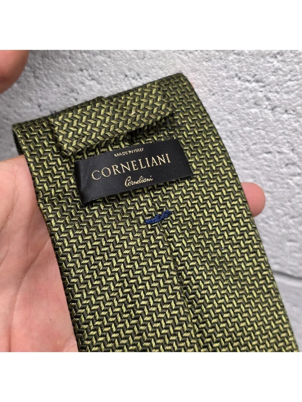 Corneliani Mens Neck tie Green Knit Silk Necktie Grenadine Long 60x3.3/4